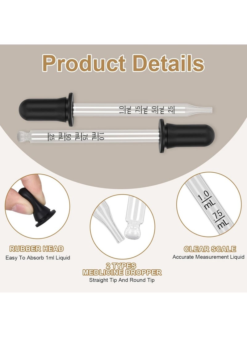 يوجي 20 جهاز كمبيوتر شخصي 1 مل قطرة العين الزجاجية ، ترقية أنابيب الامتصاص الفائقة مع رأس المطاط ، أداة القياس للزيوت ، المختبر ، الحرف ، الطب ، العناية بالبشرة - Image 4